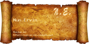 Nun Ervin névjegykártya